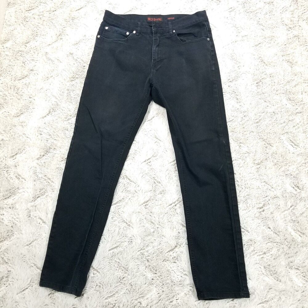 Riot Empire‎ Jeans Mens 34x32 Black Slim Straight Dark Wash American Denim